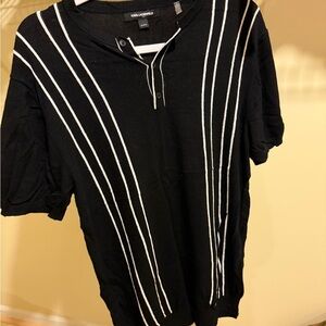 Karl Lagerfeld Black Polo with White Stripes